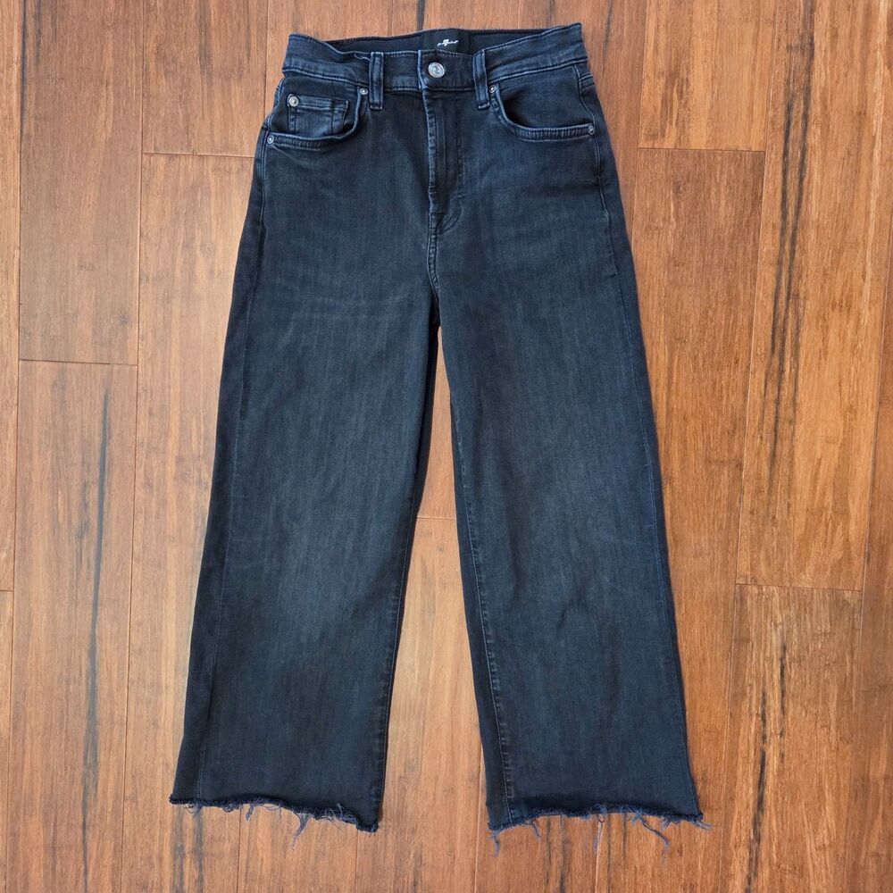 7 For All Mankind 7FAM Cropped Alexa in Black Jeans Women's Size 25 (2)